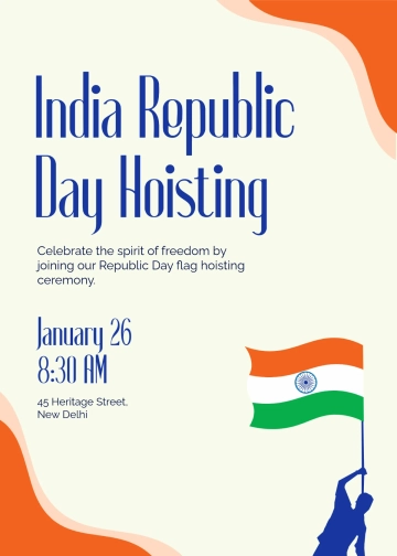 Free India Republic Day Hoisting Invitation Template to Edit Online