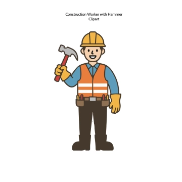 Free Construction Worker with Hammer Clipart Template to Edit Online
