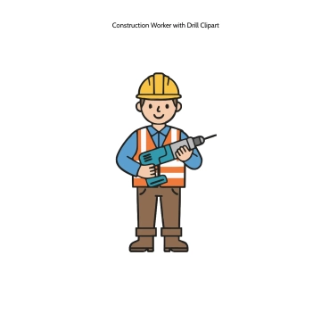 Free Construction Worker with Drill Clipart Template to Edit Online