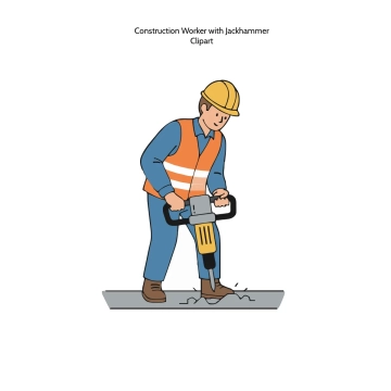 Free Construction Worker with Jackhammer Clipart Template to Edit Online