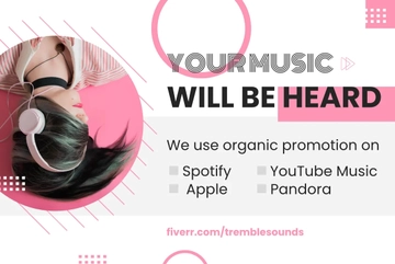 Free Music Promotion Fiverr Banner Template to Edit Online