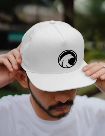Free White Snapback Hat Mockup Template to Edit Online