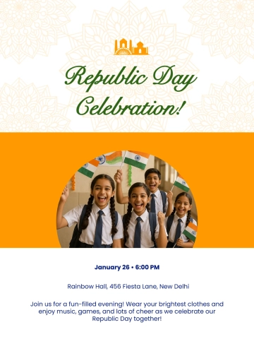 Free India Republic Day Kids Invitation Template to Edit Online