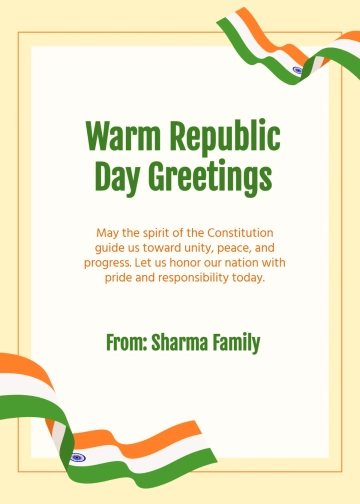 Free India Republic Day Greeting Wishes Template to Edit Online