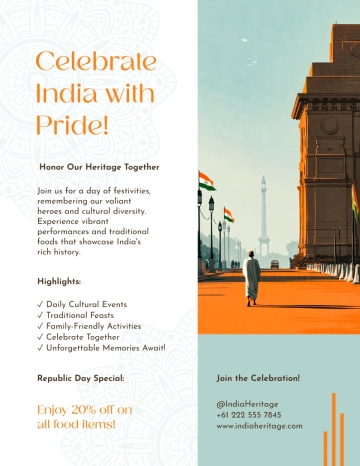Free Aesthetic India Republic Day Flyer Template to Edit Online