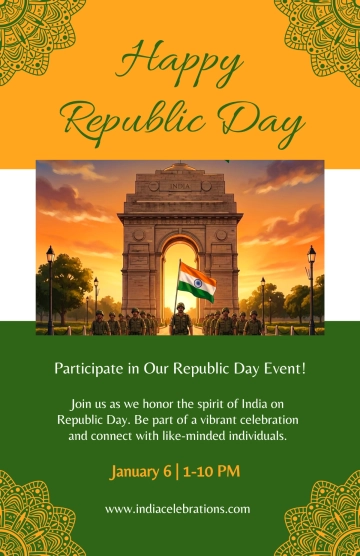 Free India Republic Day Design Poster Template to Edit Online
