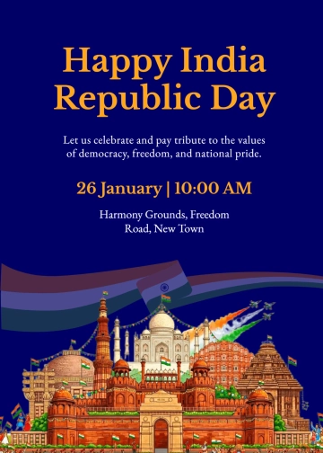 Free Happy India Republic Day Invitation Template to Edit Online