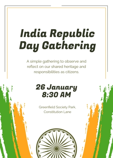 Free Simple India Republic Day Invitation Template to Edit Online