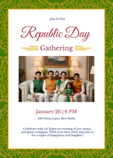 Free Minimalist India Republic Day Invitation Template to Edit Online