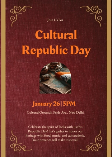 Free Vintage India Republic Day Invitation Template to Edit Online