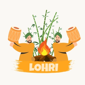Free Two Men Lohri Clip Art Templates to Edit Online