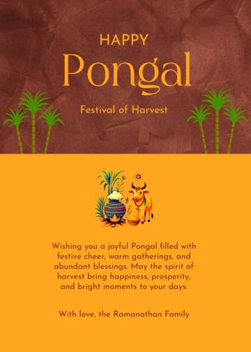 Free Unique Pongal Wishes Template to Edit Online