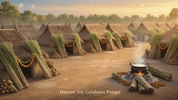 Free Pongal Village Background Template to Edit Online