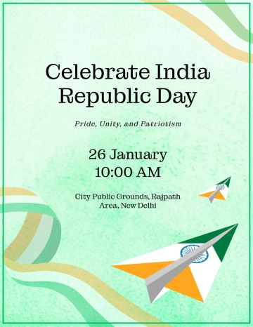 Free India Republic Day Water Color  Flyer Template to Edit Online