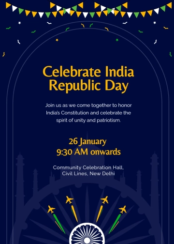 Free Festive India Republic Day Invitation Template to Edit Online