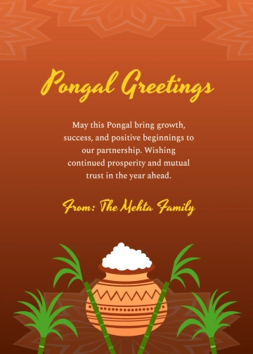 Free Pongal Business Wishes Template to Edit Online