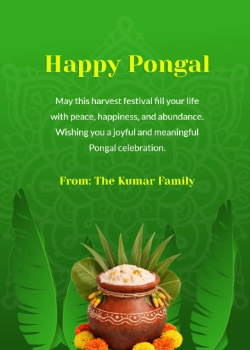 Free Simple Pongal Wishes Template to Edit Online