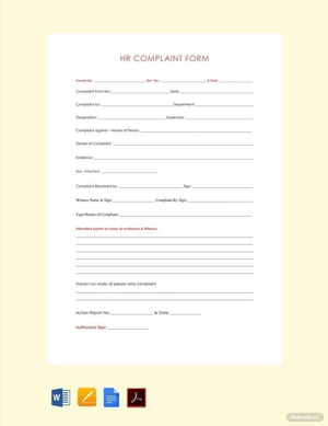 HR Complaint Form Template