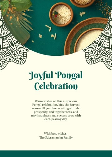 Free Pongal Celebration Wishes Template to Edit Online