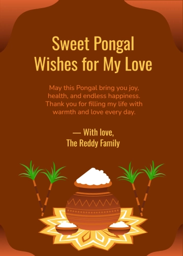 Free Happy Pongal Wishes for Husband Template to Edit Online