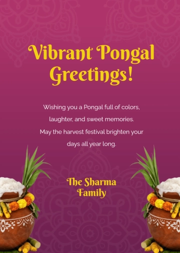 Free Colorful Pongal Wishes Template to Edit Online