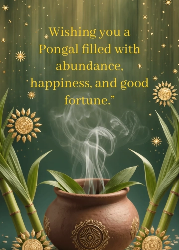 Free Green & Gold Pongal Wishes Template to Edit Online
