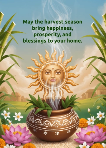 Free Illustrative Pongal Wishes Template to Edit Online