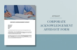 Corporate Acknowledgement Affidavit Form Template