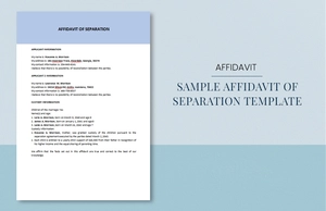 Sample Affidavit of Separation Template