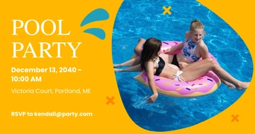 Free Pool Party Facebook Post Template to Edit Online