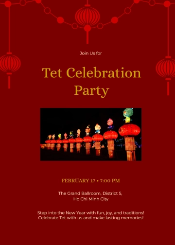 Free Tet Party Invitation Template to Edit Online