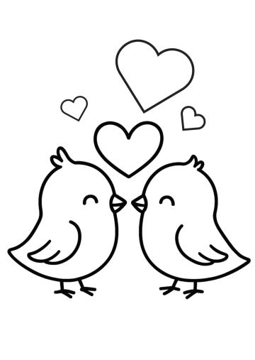 Free Bird Valentines Day Drawing Template to Edit Online
