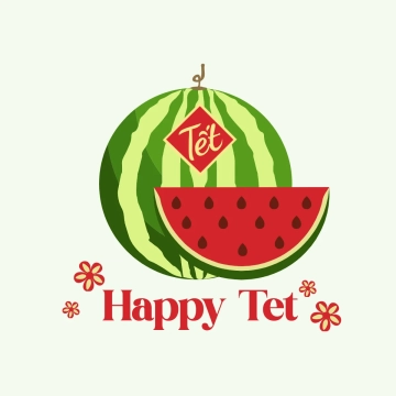 Free Watermelon Tet New Year Day Clip Art Templates to Edit Online