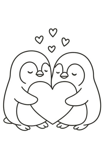 Free Penguin Valentines Day Drawing Template to Edit Online
