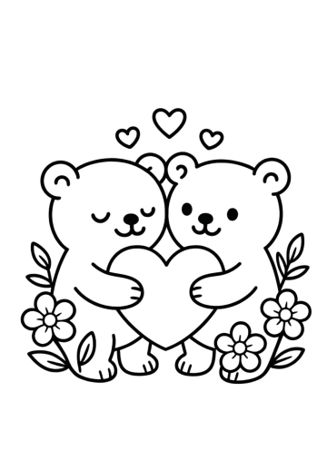 Free Bear Valentines Day Drawing Template to Edit Online