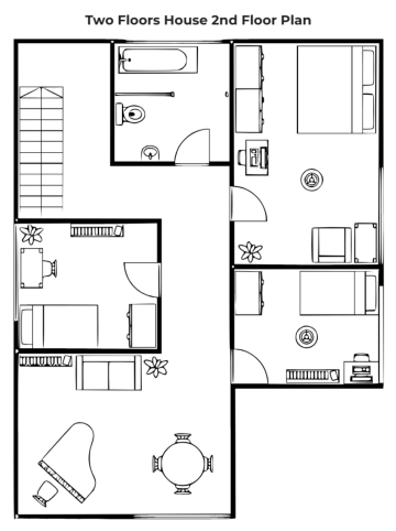 Free Two Floors House 2nd Floor Plan to Edit Online