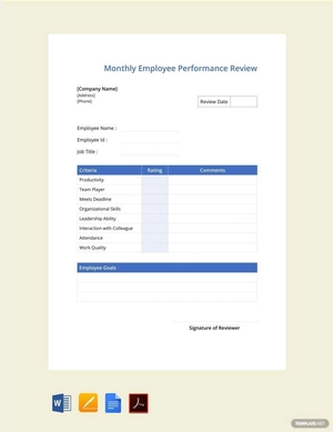 Monthly Employee Review Template Monthly Employee Review Template