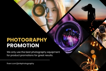 Free Photography Promotion Fiverr Banner Template to Edit Online