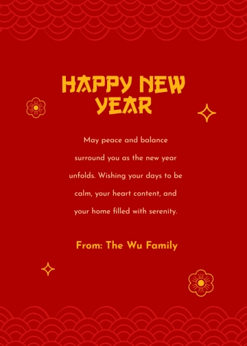 Free Chinese New Year Peace Wishes Template to Edit Online