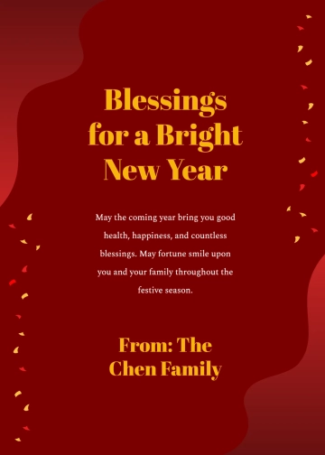 Free Chinese New Year Blessings Wishes Template to Edit Online