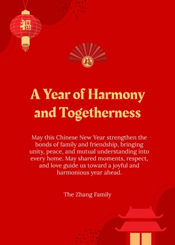 Free Chinese New Year Unity Wishes Template to Edit Online