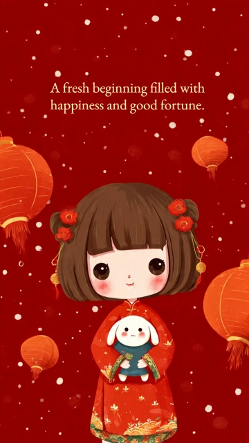 Free Kawaii Chinese New Year Wallpaper Template to Edit Online