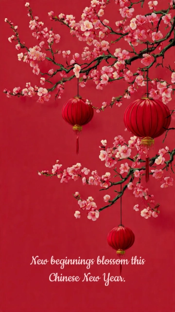 Free Chinese New Year Cherry Blossom Wallpaper Template to Edit Online