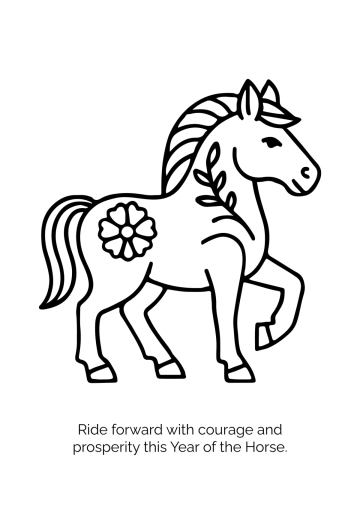 Free Chinese New Year Horse Zodiac Drawing Template to Edit Online
