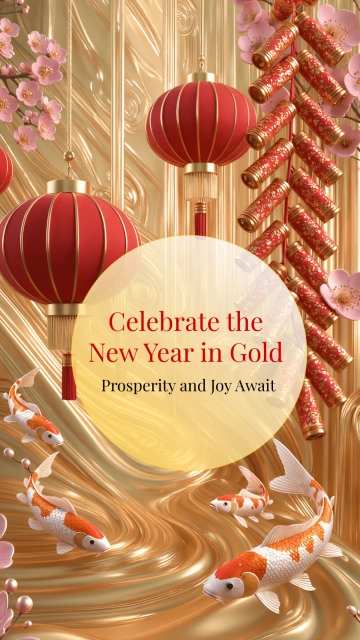 Free Gold Chinese New Year Wallpaper Template to Edit Online