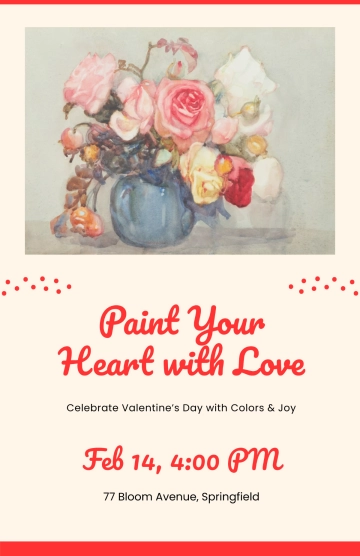 Free Water Color Valentines Day Poster Template to Edit Online