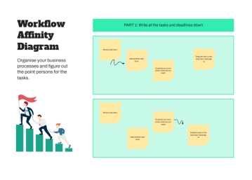 Free Workflow Affinity Diagram Planning Whiteboard in Blue Green Grey Spaced Colour Blocks Style to Edit Online