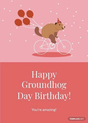 Groundhog Day Birthday Card Template