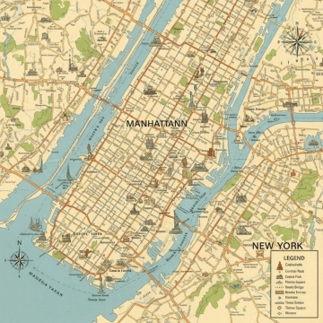 Free New York Street / Road Map to Edit Online