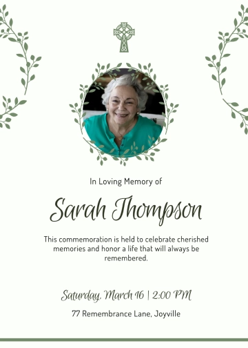 Free In loving Memory Commemoration Template to Edit Online